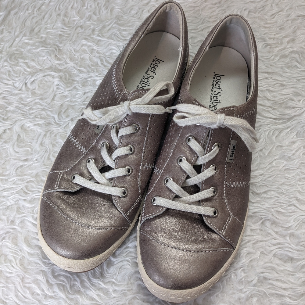 Josef Seibel Metallic Silver Sneakers